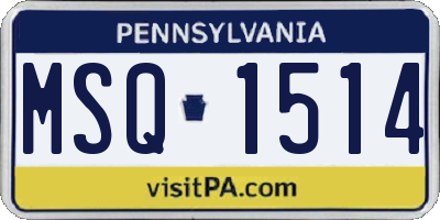 PA license plate MSQ1514