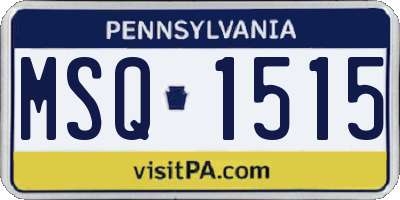 PA license plate MSQ1515