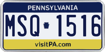 PA license plate MSQ1516