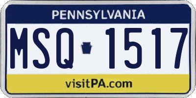 PA license plate MSQ1517