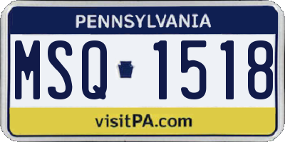 PA license plate MSQ1518