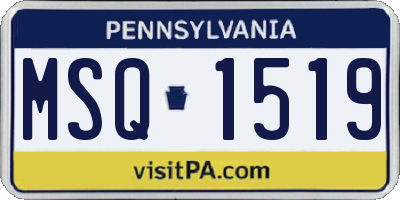PA license plate MSQ1519