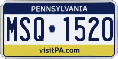 PA license plate MSQ1520