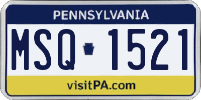 PA license plate MSQ1521