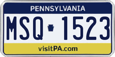 PA license plate MSQ1523
