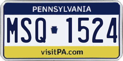 PA license plate MSQ1524