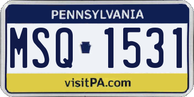 PA license plate MSQ1531