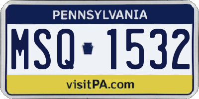 PA license plate MSQ1532