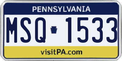 PA license plate MSQ1533
