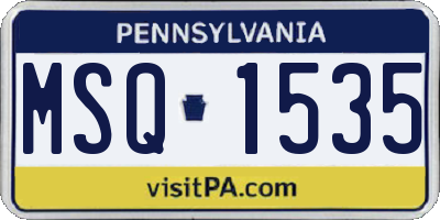 PA license plate MSQ1535