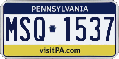 PA license plate MSQ1537
