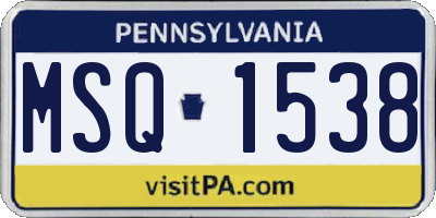 PA license plate MSQ1538