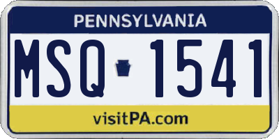 PA license plate MSQ1541
