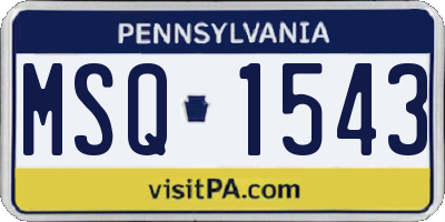 PA license plate MSQ1543