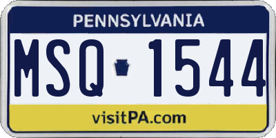 PA license plate MSQ1544