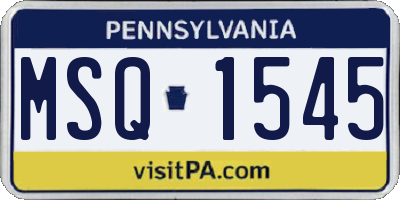 PA license plate MSQ1545