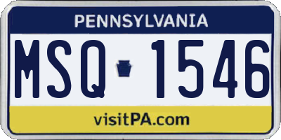 PA license plate MSQ1546