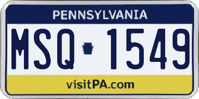 PA license plate MSQ1549
