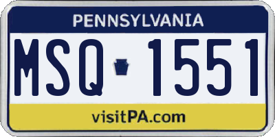 PA license plate MSQ1551