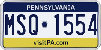 PA license plate MSQ1554