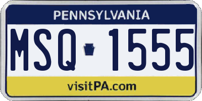 PA license plate MSQ1555