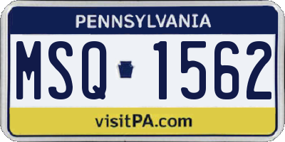 PA license plate MSQ1562