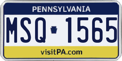 PA license plate MSQ1565