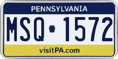 PA license plate MSQ1572