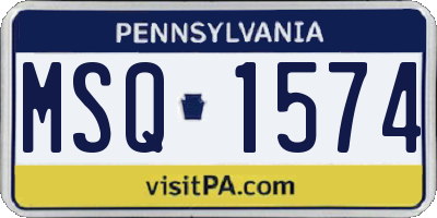 PA license plate MSQ1574