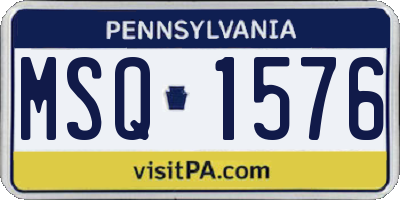 PA license plate MSQ1576