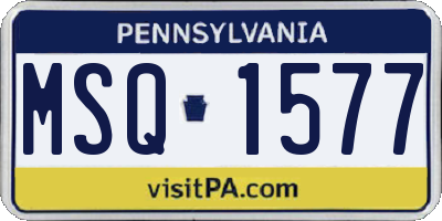 PA license plate MSQ1577