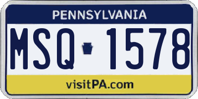 PA license plate MSQ1578