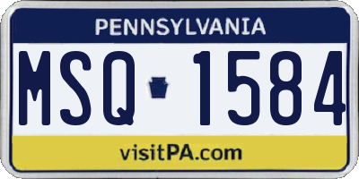 PA license plate MSQ1584
