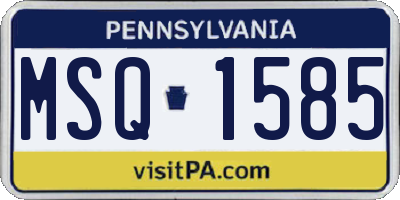 PA license plate MSQ1585