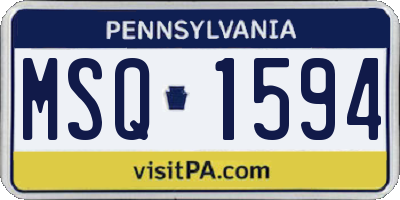 PA license plate MSQ1594