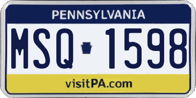 PA license plate MSQ1598