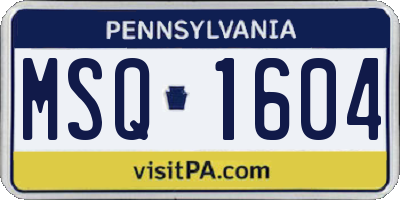 PA license plate MSQ1604