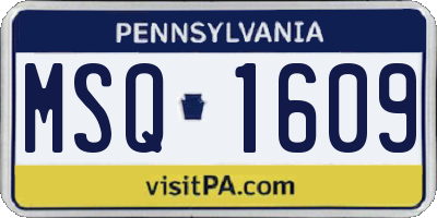 PA license plate MSQ1609