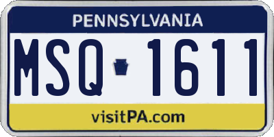 PA license plate MSQ1611