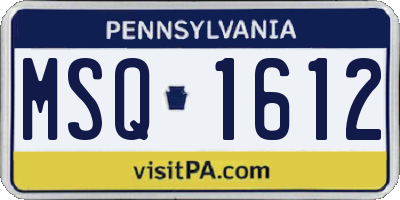 PA license plate MSQ1612