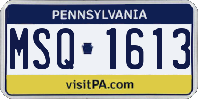 PA license plate MSQ1613
