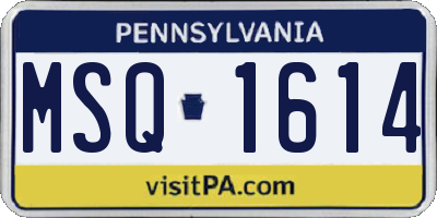 PA license plate MSQ1614