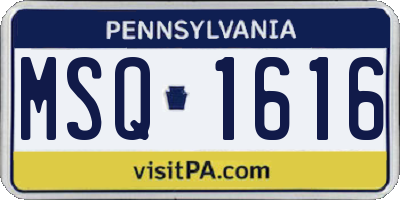 PA license plate MSQ1616