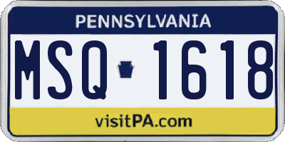PA license plate MSQ1618