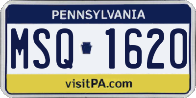 PA license plate MSQ1620