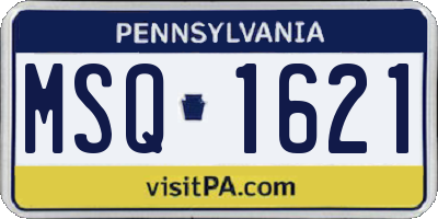 PA license plate MSQ1621