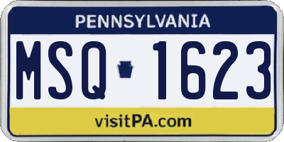 PA license plate MSQ1623