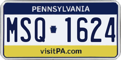 PA license plate MSQ1624