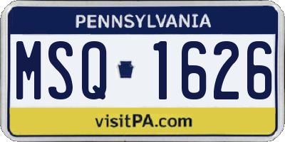 PA license plate MSQ1626