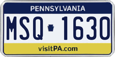 PA license plate MSQ1630